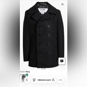 Schott NYC Black Double-Breasted Pea Coat